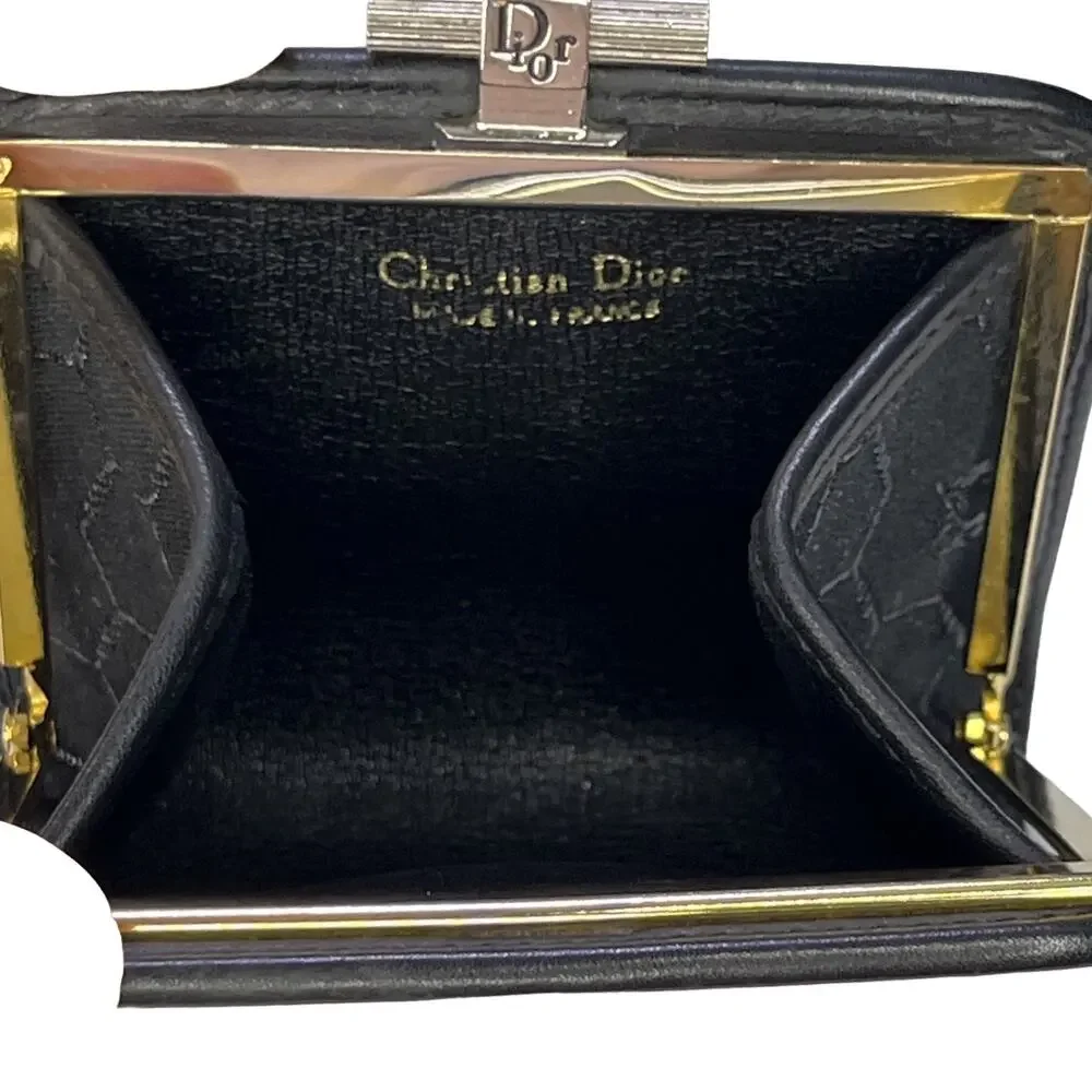 Christian Dior Honeycomb Monogram Coin Purse Black Silver Dior Wallet Vintage